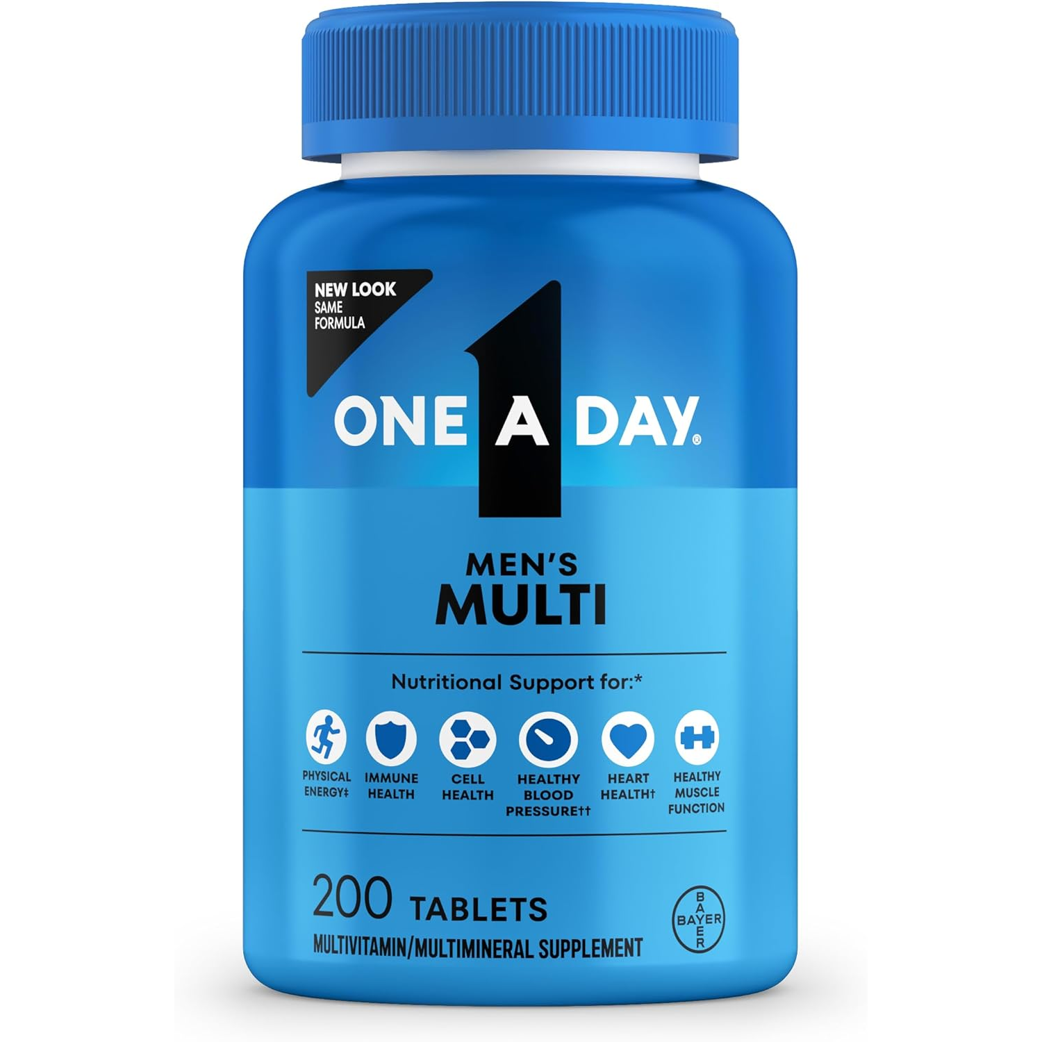 Multivitamin for Men - Daily Mens Multivitamins with Vitamin D, Zinc, Folic Acid, and B Vitamins, Physical Energy Support, 200 Ct 