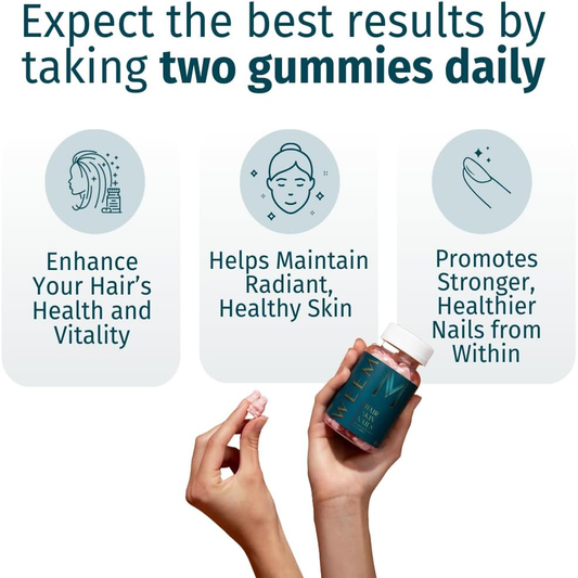 Hair Skin and Nails Gummies - Vegan Biotin Vitamins for Women & Men Supports Faster Hair Growth, Stronger Nails, Healthy Skin