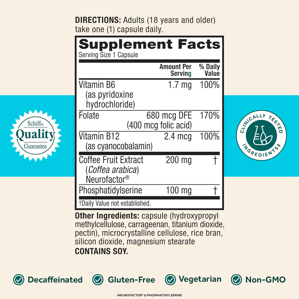 NEURIVA plus Brain Supplement for Memory and Focus Clinically Tested Nootropics for Concentration for Mental Clarity, Cognitive Enhancement Vitamins B6, B12, Phosphatidylserine 30 Capsules