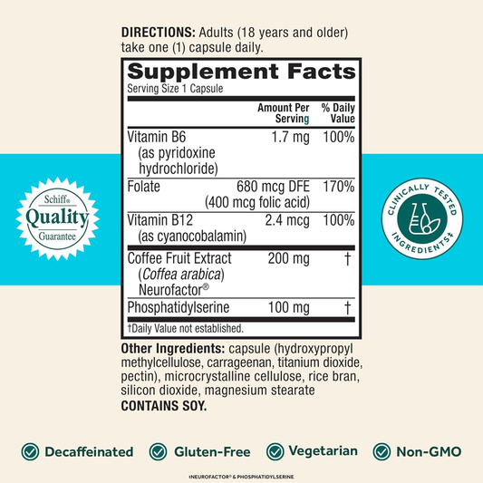 NEURIVA plus Brain Supplement for Memory and Focus Clinically Tested Nootropics for Concentration for Mental Clarity, Cognitive Enhancement Vitamins B6, B12, Phosphatidylserine 30 Capsules
