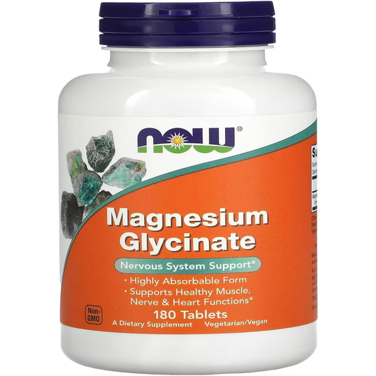 NOW - Magnesium Glycinate 100 Mg, Nervous System Support, 180 Tablets