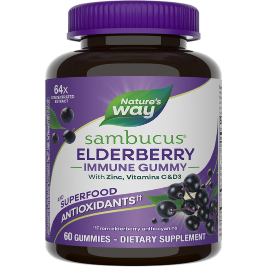 Sambucus Elderberry Immune Support Gummies for Kids & Adults* with Black Elderberry Extract, Vitamin C, Vitamin D3, and Zinc, 60 Gummies 