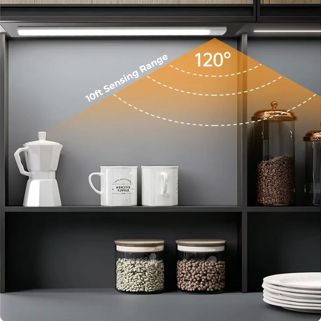 Wide angle 120 degree motion sensor technology detection range 10ft.
