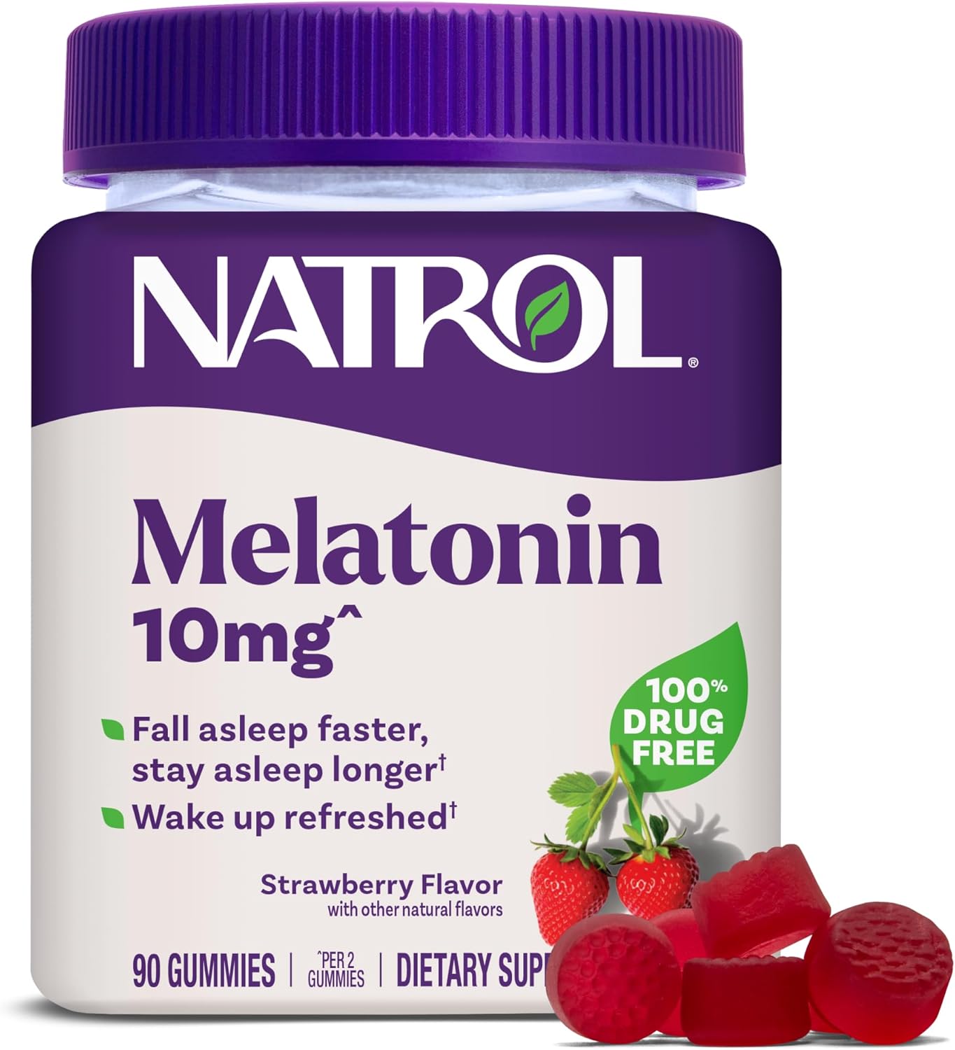 Melatonin Gummies, Sleep Support, 90 Strawberry-Flavored Adult Melatonin Gummies, 10 Mg Sleep Aids for Adults