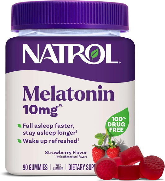 Melatonin Gummies, Sleep Support, 90 Strawberry-Flavored Adult Melatonin Gummies, 10 Mg Sleep Aids for Adults