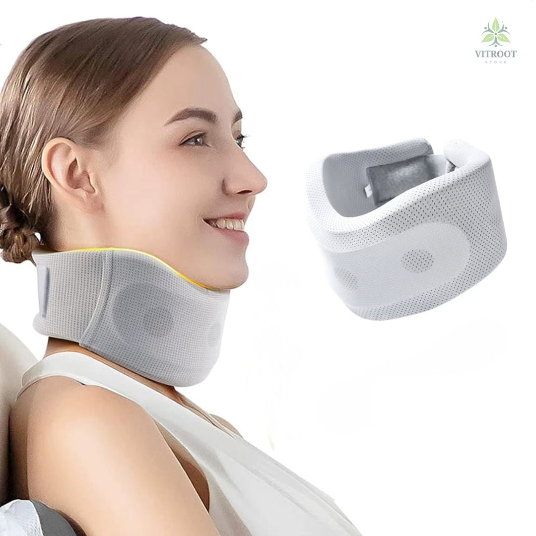 Vitroot™ Orthopedic Neck Brace – Ergonomic Cervical Collar for Neck Pain Relief and Spine Alignment, Light Grey.