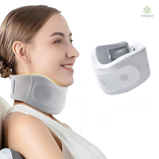 Vitroot™ Orthopedic Neck Brace – Ergonomic Cervical Collar for Neck Pain Relief and Spine Alignment, Light Grey.